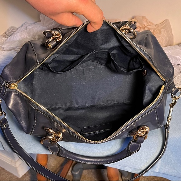 Coach Colette Leather Satchel in Midnight F33806 - Picture 6 of 8